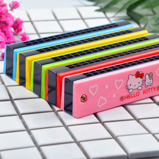 Kinderanfänger 16-Loch-Cartoon Doppelreihe Harmonica Instrument Early Education Spielzeug Mundharmonica umweltfreundlich rosa Einhorn