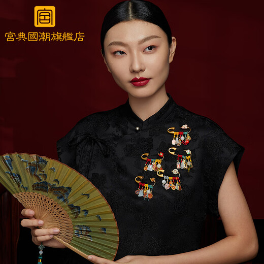 Gong Dian Guochao Blessing Ankang Hetian Jade Baby Brooch Newborn Baby Safe Pregnant Women Gifts for Family Blessing Ankang