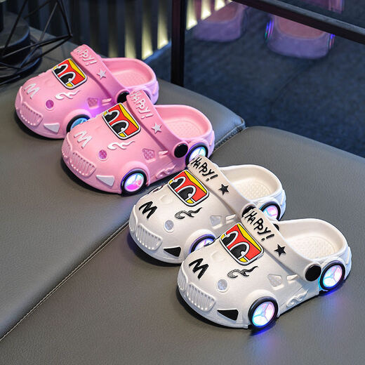 Meng Yilan (Mengyilan) Slippers pour enfants Carton Carton ACTUATION LUMINES BARCHES ET FILLES ANTI-SLIP SOME SOLE SANDOOR SANDORS INDOOR Sandales BAGUES CHOSE [Version claire colorée Y178B White Soft Seme Sole non glipt 20 -21 Taille [longueur intérieure 13,5 cm]