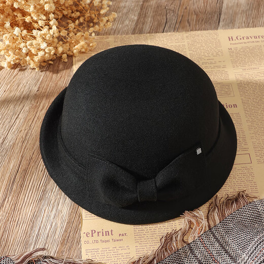 PTAH2024 autumn and winter new style dome shaped top hat sheep wool curled retro warm fashion beret hat black
