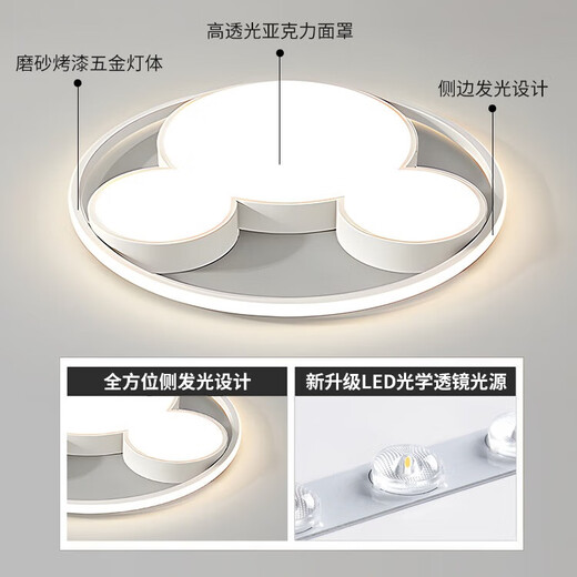 莱盏豪灯儿童灯男孩女孩卧室灯led吸顶灯房间灯饰主卧网红智能语音灯具 白色米奇50CM-48瓦 LED白光