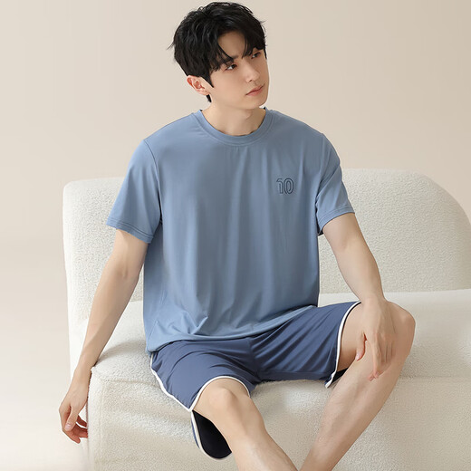 Catman (MiiOW) men's pajamas men's short-sleeved shorts suit Modal summer thin style can be worn on the outside, fashionable ice silk cool home clothes M15602 XL Recommended weight 120-140 Jin [Jin equals 0.5 kg]