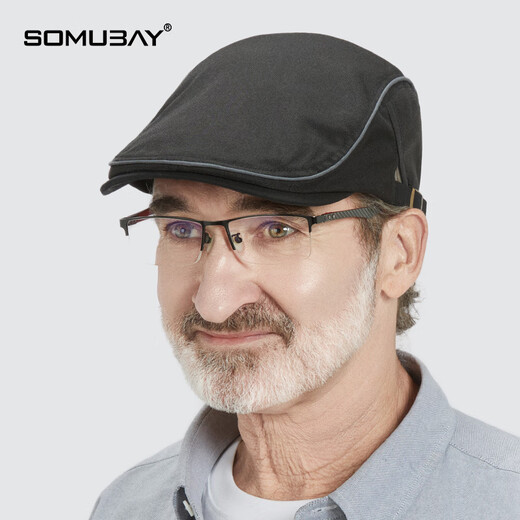 SOMUBAY爸爸帽子夏季休闲遮阳鸭舌帽中老年爷爷前进帽春秋薄款男士贝雷帽 米色 均码（55-60cm）可调节