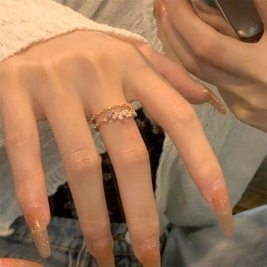 库班猪玫瑰金超仙蝴蝶戒指女ins小众设计轻奢精致指环开口潮 玫瑰金蝴蝶戒指