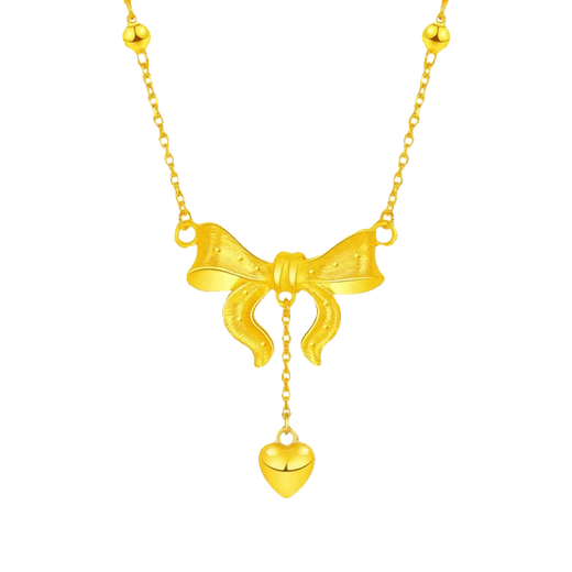 Fat Donglai's same style as the fugitive princess K gold pendant gold-plated silver bow gold necklace female love pendant clavicle bow pendant necklace