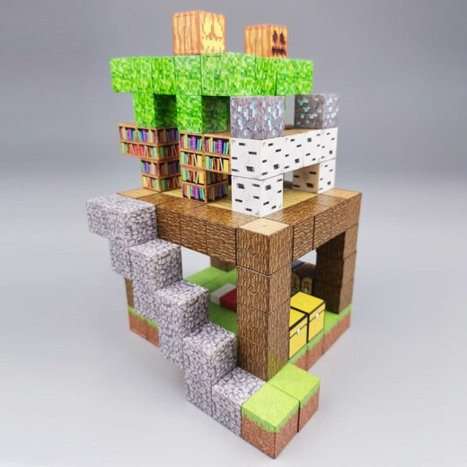 Minecraft Magnetic Square Education Kinderspielzeug 3-6-12 Jahre alter MC Magnet Bausteine ​​für Jungen und Mädchen Geburtstagsgeschenke Zufallsmodell [300 Partikel + 10 Figuren] Geschenkboxpackung