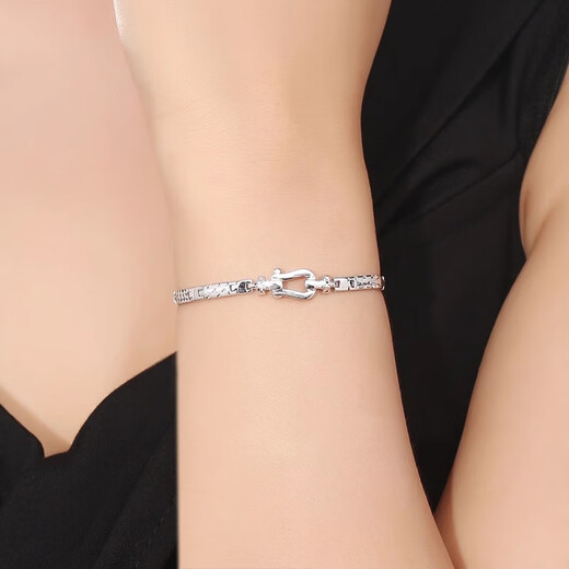 Yuan Shengfu's new PT950 high-quality colorful horseshoe platinum bracelet, authentic fashionable and versatile platinum bracelet for women, 12.34, length 15.5CM