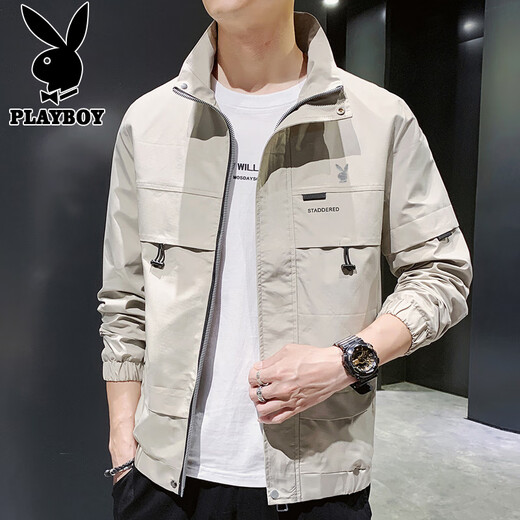 Playboy (Playboy) Chaqueta Chaqueta de carga para hombres Spring Men's Casual Workwear Workwear Worked Top Top Jhaki XL