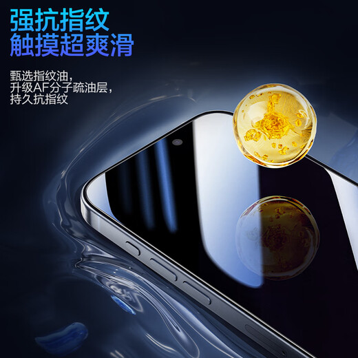 品胜适用苹果16Pro钢化膜防窥 iPhone16Pro手机膜防摔抗指纹前膜防偷看隐私保护无黑边贴膜 2片装