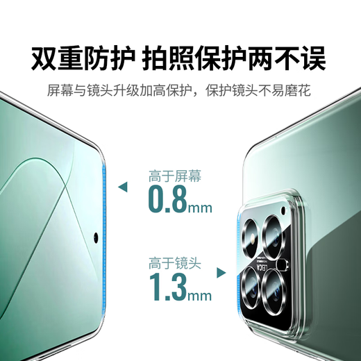 绿联适用小米14手机壳xiaomi14保护套超薄全透明镜头全包防摔亲肤保护套软壳