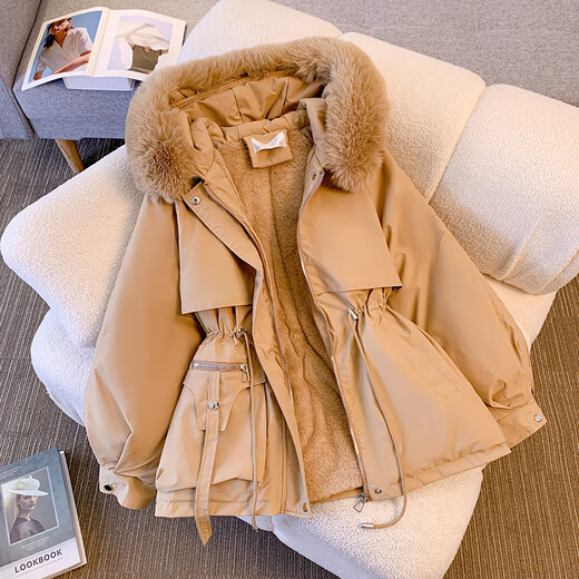 Yu Zhaolin Down Cotton Veste 2025 Nouvelle version coréenne de style coréen Version coréenne Mid-longueur Veste en coton hiver plus veste en coton Velvet Grande veste en laine de laine à l'abri du blanc suggère 105jin [Jin est égal à 0,5 kg] ou moins