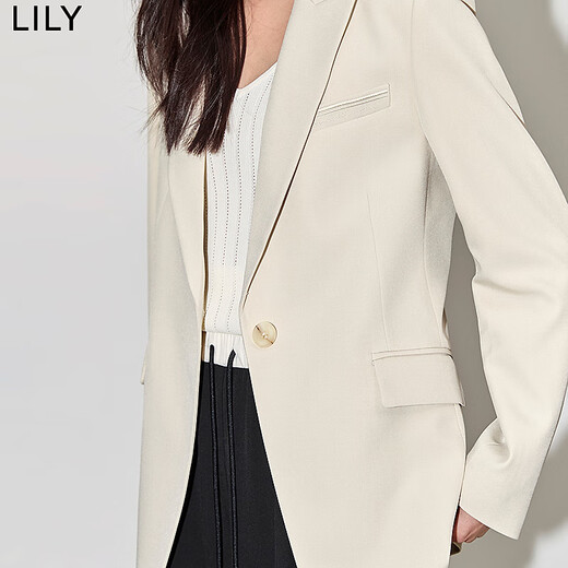 LILY Spring New Style Women's Temperament Professional Commuting Retro Solid Color One Button Casual Suit Jacket Women 606 Light Rice XL