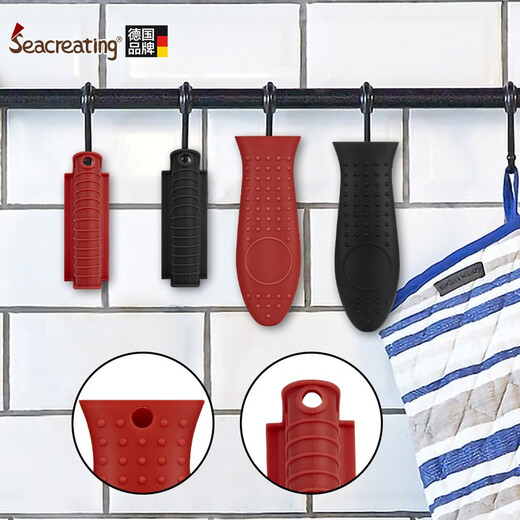Seacreating German anti-scalding pot earmuffs, high temperature resistant silicone anti-scalding clip handle covers, anti-scalding pads, pot lid handles, anti-scalding hands, red