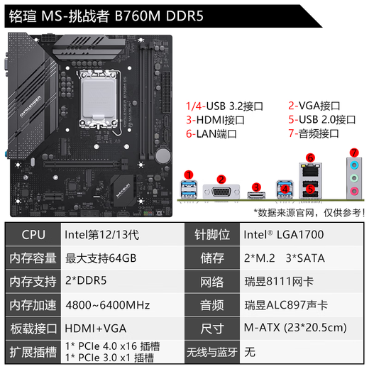 铭瑄（MAXSUN）12/13代/14代 板u i3 12100f 13100f 14100f 散片 主板CPU套装 挑战者B760M DDR5 12代i3-12100F散片【三年店保】