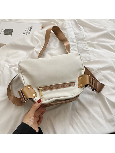 Buchao Meow Messenger Bag Women's Mini Bag New Casual Oxford Cloth Shoulder Bag Versatile Fashion Lightweight Niche Shell Bag Khaki