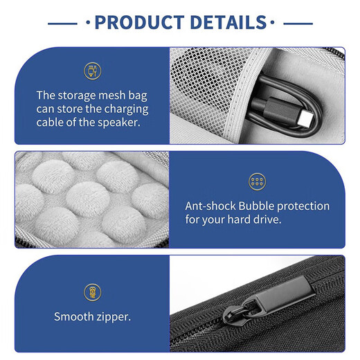 SanDisk E30/E60/E61/E81 disque dur mobile à semi-conducteurs transportant un boîtier antichoc et anti-chute sac de rangement pour disque dur housse de protection E30 (version rapide | compact et portable) sac à coque rigide spécial 1 To