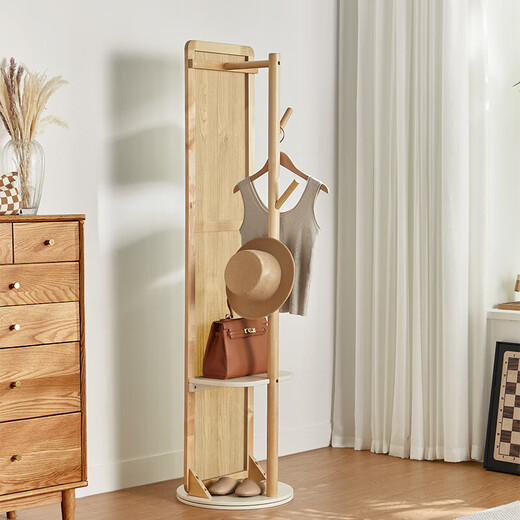 Lin's home internet celebrity glass wall-mounted full-body mirror bedroom household dressing mirror floor-standing movable [log wood color] LS703I6-A rotating dressing mirror