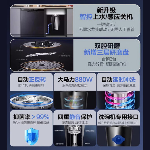 Haier kitchen waste disposer kitchen household grinding food waste grinder silent food waste machine smart flagship model LD880-Z1