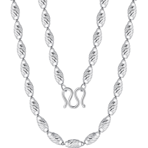 Aido Diamond Platinum Necklace Men's pt950 Platinum Olive Bead Chain Shiny Thick Plain Chain Weight 11.90g Length 58cm Thick About 2.4mm