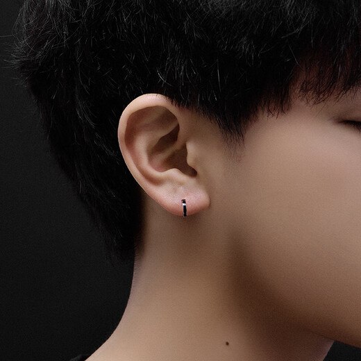 Mingyang Zhuhai 18K gold white gold rose gold earrings men's earrings single light luxury simple high-end circle earrings earrings small 18K gold gold earrings single