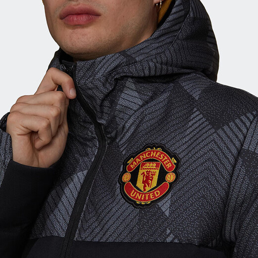 阿迪达斯 （adidas）NEO羽绒服男装冬季新款足球训练系列保暖防风连帽外套H45283 GR3884 L