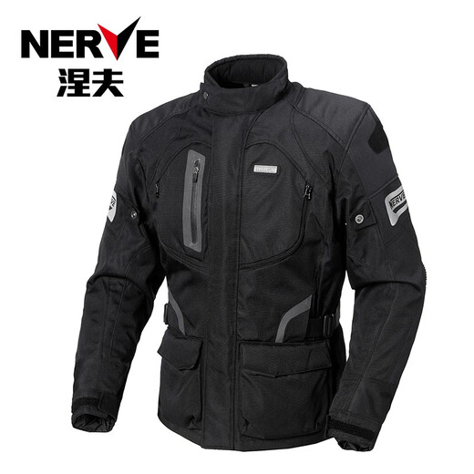 NERVE motorcycle riding clothing suit men's four-season heavy motorcycle clothing full set anti-fall waterproof warm winter top black (size too large) XL