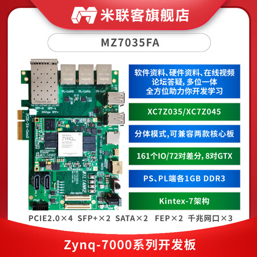 米联客MLK MZ7035FA XILINX FPGA开发板Zynq ARM7035 7045 70 图像2-套餐A+DVP OV5640+7寸液晶屏