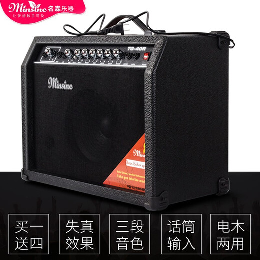 Minsine Guitar Speaker Folk Acoustic Guitar Playing Singing Bass Street Roadshow Outdoor Singing Portable Professional Audio Plug-in Version 40W (Double-use Bakelite)
