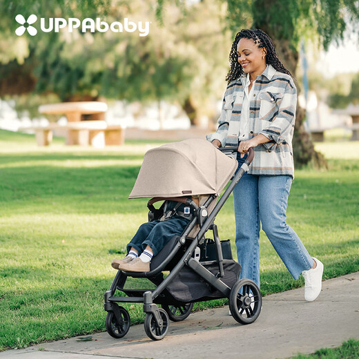UPPAbabyCRUZ stroller, high view, two-way, sit and lie down, easy to fold, baby stroller CRUZ V2+, gray pink - new product upgrade