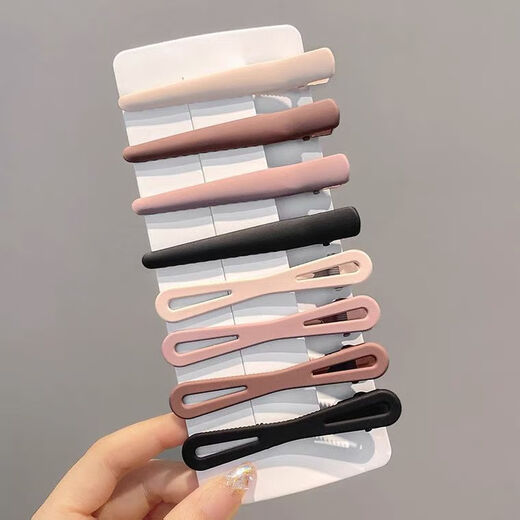 Qindu Traceless Duckbill Clip Large Bangs Clip Forehead Hairpin Side Broken Hair Back of Head Female Summer Hair Accessory Hairpin Wave-4 Pack Dark-Duckbill Clip