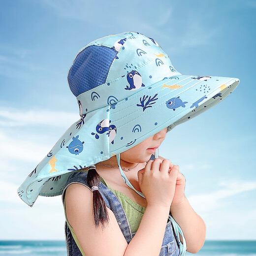 Henkelli Kinder Sonnenschutzhut UV Baby Sonne Sonne Hut Junge Mädchen Sommer Beach Hut Big Bim Blau
