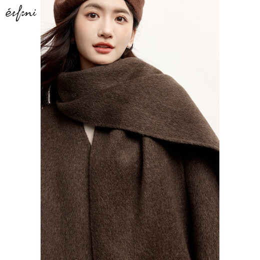 Eifli (eifini) Eifli winter love song atmosphere scarf checked solid color double-sided wool coat 2024 winter new women's jacket Gem brown 165/88A/L