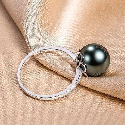 Queen of Pearls Tahitian Black Pearl Ring 18K Gold Diamond Saltwater Pearl Ring Birthday Gift 14