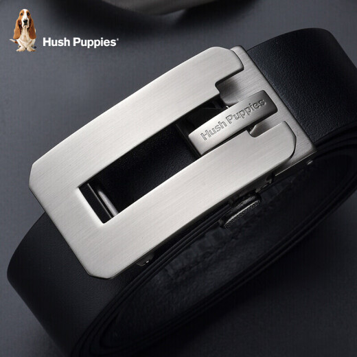 HushPuppies belt men's leather belt men's automatic buckle business pants belt gift box black 120cm