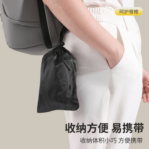 Etravel inflatable lumbar pillow, portable push-type waist support artifact, travel lumbar support, office cushion, car back pillow, gray