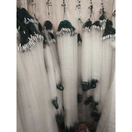 Luo Zangdou fishing net cast net hand-thrown net fishing net wire mesh three-layer sunken net single-layer floating net hanging fish net fishing net white striped crucian carp three-layer 2-finger 1.2 meters high 21 meters long sunken net