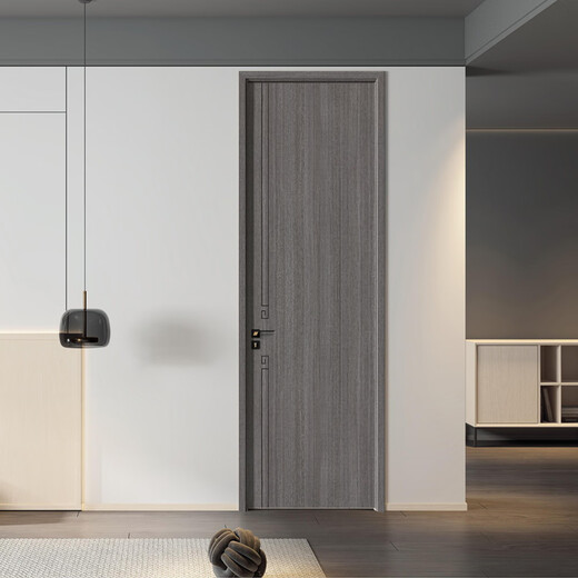 久福木门卧室门套装门木质复合室内门客厅书房无漆木门 印加楸木+纳米黑