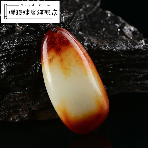 Hande Xinjiang Hotan jade seed material hand piece seed jade leather handle mutton fat jade white jade original leather real jade handle piece new handle