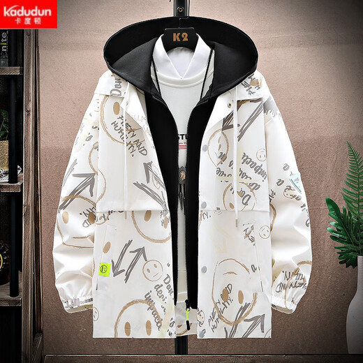 Kaduton Extra Large Workwear Jacket Men's Fake Two-Piece Student Handsome Jacket Extra Large Men's Loose Spring and Autumn Top Men's Trendy Fat Autumn Gown Jacket Black 7XL Recommendation 220-240Jin Jin is equal to 0.5 kg