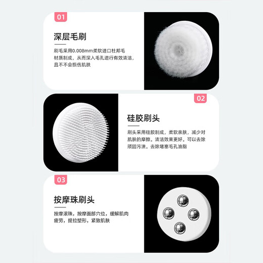 Mingjupai Instrumento de Lavado Facial Cepillo de Limpieza Facial Eléctrico Limpiador de Poros de Silicona Masaje Facial para Hombres y Mujeres Artefacto de Lavado Facial de Belleza 1 Plata Tres en Uno