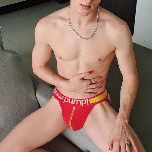 Las caderas de levantamiento de ropa interior sexy de los hombres sin quitar la malla de tanga transpirable con la cintura baja ajustada u resaltados grandes tangas gya abrazar rojo 1 l