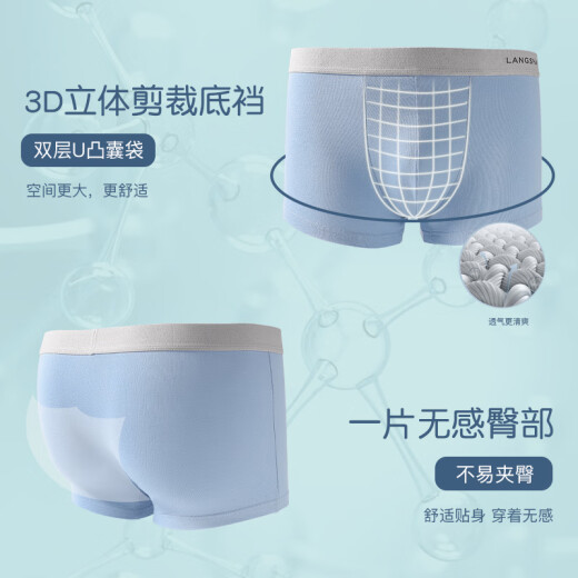 Langsha Men's Underwear Men's Boxer Briefs Cotton Breathable Antibacterial Crotch Shorts Boxer Briefs 4 Pack 175/XL