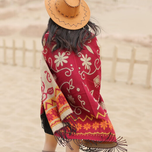 Salle climatisée climatisée de style national Xinfeile Style pour femmes épaissis écharpe tibétan Travel Cape Style Châle