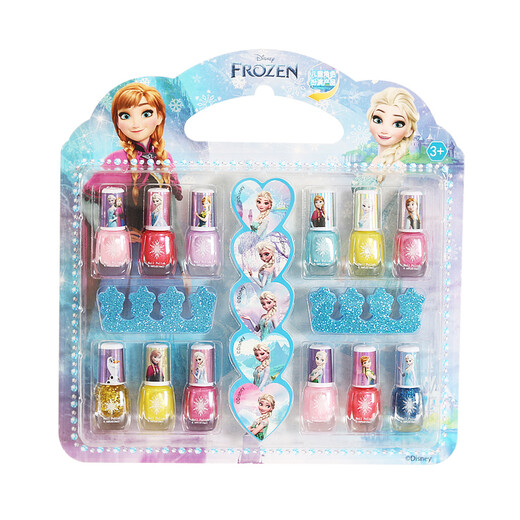 Disney Prinzessin Elsa Kinderkosmetik Süß, unmittelbar, reißbar, schälbar, leicht zu entfernen Kleines Geburtstagsgeschenkset [Eis und Schneestil] 12 Flaschen -Nagellackset