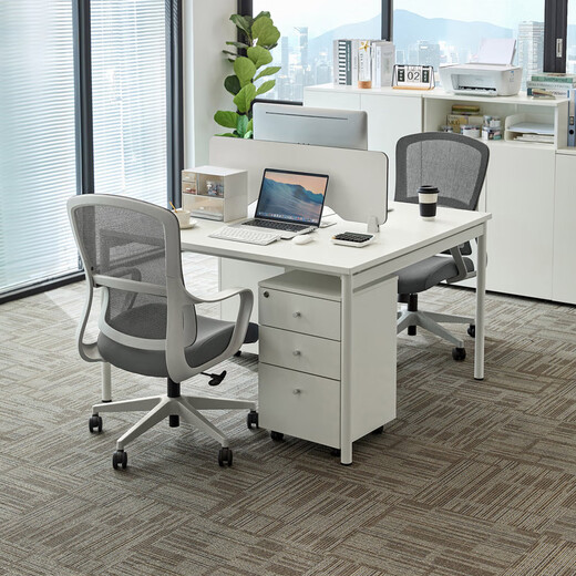 Lin's Home Simple Office Computer Desk Desktop Double Office Workbench Lin's Wood Industry LH880 [Warm White] Two-person Staff Table