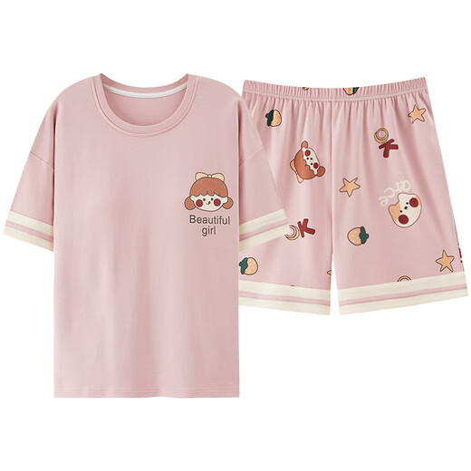 Molianya Pyjamas de grande taille pour femmes en été avec poitrine 2024 Nouveau short de vêtements de maison en vrac à manches courtes à manches courtes Set A3519 Parm à poitrine M 80-100jin [Jin est égal à 0,5 kg]