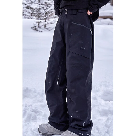 Awka Skihose für Frauen, männliche Paare Schneebrett 3L wasserdichte und winddichte Profi -Skihose kaltes Winter schwarz BZK53 m