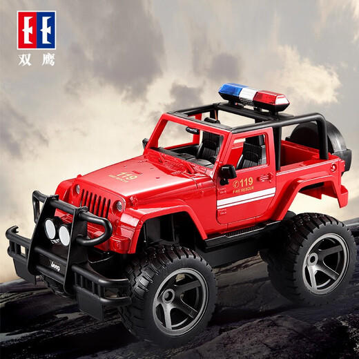 Large remote control police car Double Eagle electric remote control car toy car boy toy Jeep remote control car children fire truck off-road vehicle Jeep model holiday birthday gift 549 red