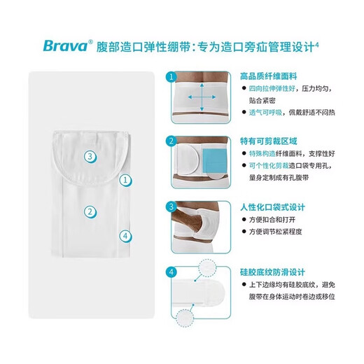 
Kanglebao Brava abdominal ostomy elastic bandage stoma pocket elastic hernia with all seasons breathable free hole Brava12004[M] recommended for use at 78-90cm