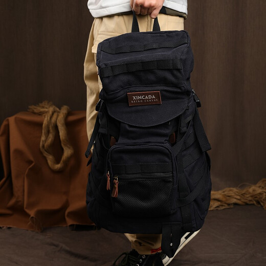 Trendy Generation Rucksack Herren großer Kapazitäts-Geschäftsreisen Casual Canvas Gepäck-Rucksack Multifunktion Tactical Mountaineering Reisetasche Khaki